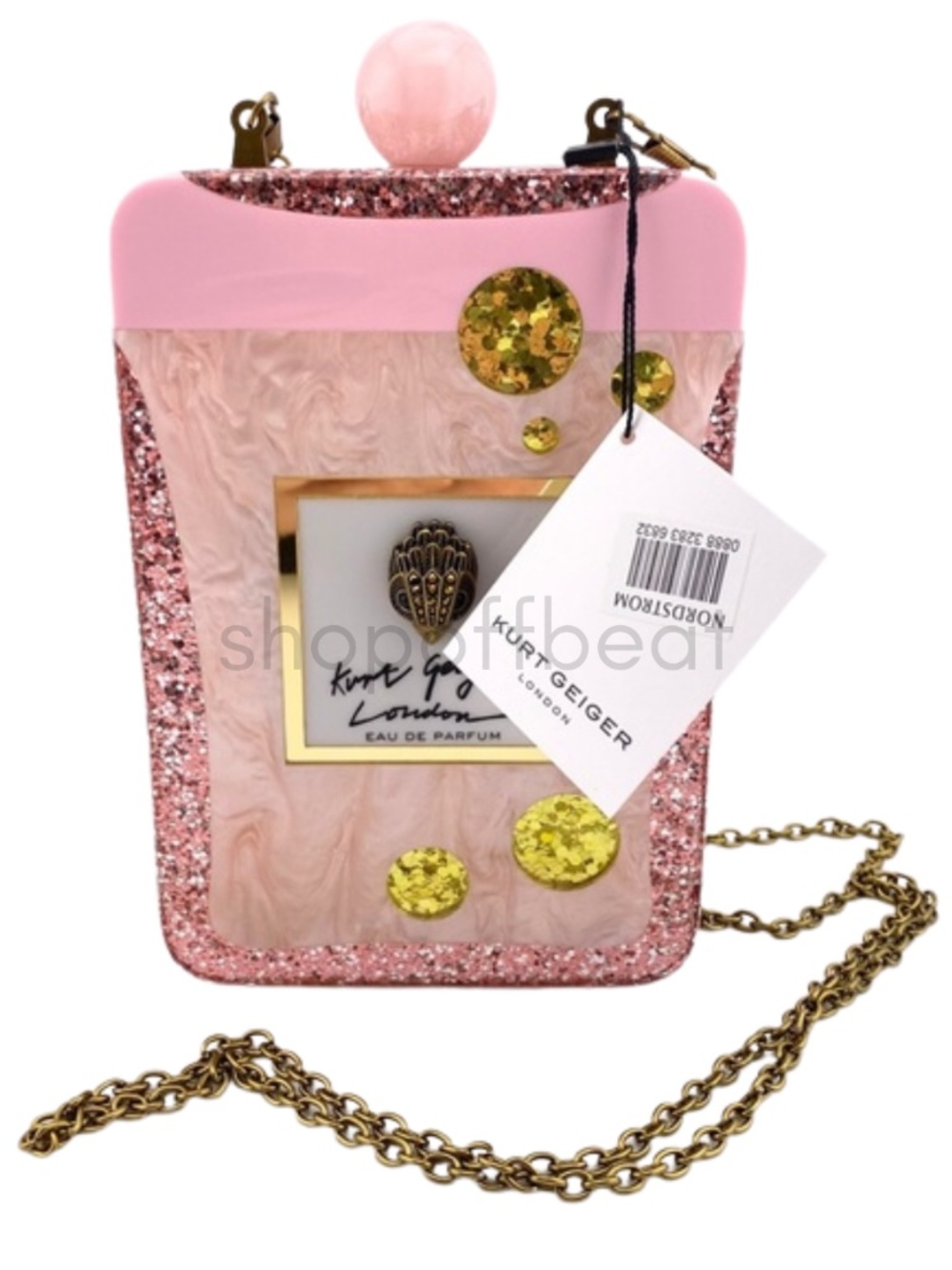 NEW Kurt Geiger Perfume Bottle Clutch Pink Comb